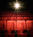 Empty comfortable red seats in cinema Royalty Free Stock Photo