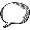Empty comic speech bubble sketch hand drawn blank chat balloon, outlined talking frame for message or conversation, AI Generative Royalty Free Stock Photo