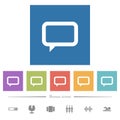 Empty comment bubble flat white icons in square backgrounds