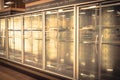 Empty commercial fridges at grocery store in America