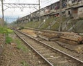 Prázdný dojíždějící linka železnice zaujatý v indonésie 
