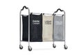 Empty Compartiments Laundry Clothing Separation Trolley Cart Room Service Tool and Equipment. 3d Rendering