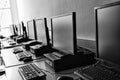 Empty computer lab showing modern technology waiting for student Royalty Free Stock Photo