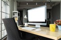 Empty computer monitor screen for design mock up template Royalty Free Stock Photo