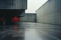 an empty concrete building with a red light in the middle Royalty Free Stock Photo