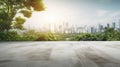 empty concrete floor with blur background of nature skyline. generative ai AIG32 Royalty Free Stock Photo