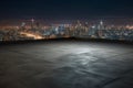 empty concrete floor with cityscape and skyline of Hangzhou at night generative ai Royalty Free Stock Photo