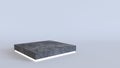 Empty concrete podium with neon light glowing on white background. 3D rendering.