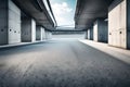 empty concrete road leading to underground parking lot. selective focus on ground
