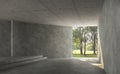 Empty concrete room interior with nature view 3d render Royalty Free Stock Photo