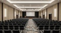 Empty Conference Hall with Rows of Chairs and a Large Projection Screen auditorium meeting room Royalty Free Stock Photo