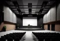 Empty conference hall interior with stage for presen.illustration. AI generative Royalty Free Stock Photo