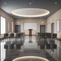 Empty conference room with podium and projection screen auditorium meeting Royalty Free Stock Photo