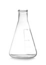 Empty conical flask isolated on white. Chemistry laboratory Royalty Free Stock Photo