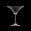 Empty Conical Martini Cocktail Glass Isolated on Black Background. Royalty Free Stock Photo