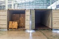 The empty container inside warehouse on shipment area Royalty Free Stock Photo