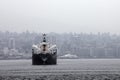 Empty Container Ship at Port Vancouver Royalty Free Stock Photo