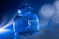 Empty cookie jar on a blue background Royalty Free Stock Photo