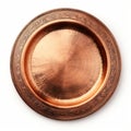 Empty copper bowl. Copper plate. Top view, with clipping path Royalty Free Stock Photo