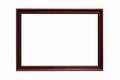 Empty copy space photo frame made of red wood isolated over the white background. Clipping path Royalty Free Stock Photo