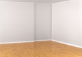 Empty corner in a room, white walls