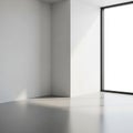 An empty corner with smooth white walls and a large floor to Royalty Free Stock Photo