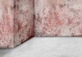 Empty corner wall aged old dirty grungy vintage background. In Royalty Free Stock Photo