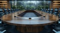 an empty corporate boardroom a reduction in staff business downturn