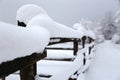 Extreme close-up of the snowy winter fences Royalty Free Stock Photo