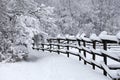 Empty corral on a beautiful snowy winter day Royalty Free Stock Photo