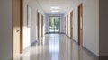 Empty Corridor With Doors, Natural Light From Windows. Clean, Modern Architectural Design Royalty Free Stock Photo