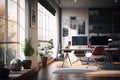 Empty corridor in modern office building. Bright and spacious design. Royalty Free Stock Photo