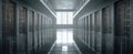 The empty corridor of a modern prison showcasing stark architectural design. AI generated image Royalty Free Stock Photo