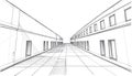 Empty corridor perspective, modern architecture, interior design, Stock Photo, Generative AI Royalty Free Stock Photo