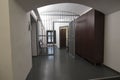 the empty corridor of a prison
