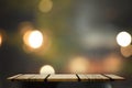 Empty counter for display with chrismast Bokeh background Royalty Free Stock Photo