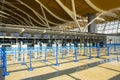 Empty counters at Shanghai Pudong International Airport