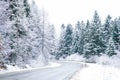 Empty country road in winter. Road Trip Concept. Winter trip Royalty Free Stock Photo