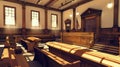 An empty courtroom awaiting the fair work of justice.