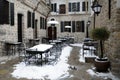 Empty Courtyard Restaurant in the Winter