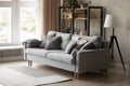 Empty cozy sofa in design living room Royalty Free Stock Photo