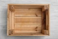 Empty crate on wooden background Royalty Free Stock Photo