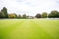 empty cricket pitch with freshcut grass Royalty Free Stock Photo