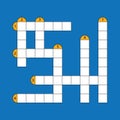 Empty crossword illustration. Crossword puzzle icon on blue background. Flat design. Vector Royalty Free Stock Photo