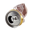 empty crumpled aluminum beer can