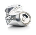 Empty crumpled can isolated on white background Royalty Free Stock Photo