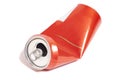 Empty crumpled red can from energy drink or beer Royalty Free Stock Photo