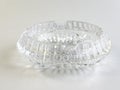 Empty crystal ashtray on a white background. Ashtray from the times of the USSR Royalty Free Stock Photo