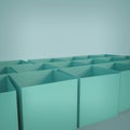Empty cube-shaped boxes