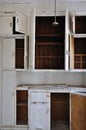 Empty cupboards in abandoned kitchen